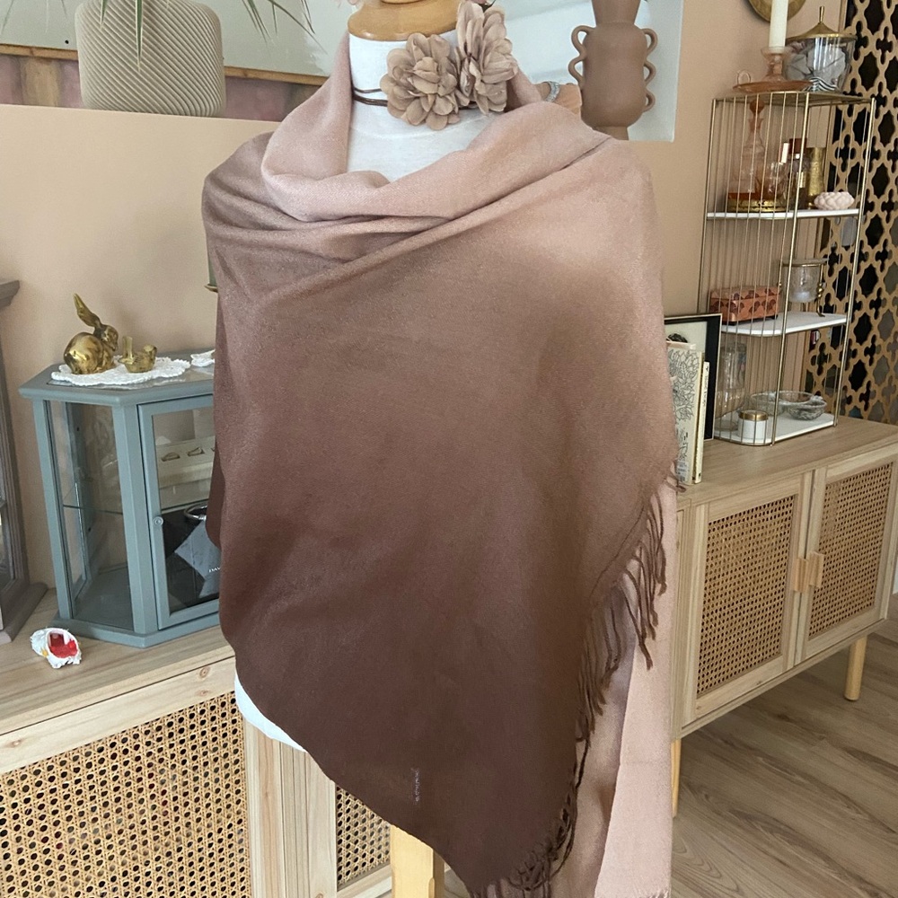 Pashmina Luxurious Brown and Soft pink Ombré Scarf